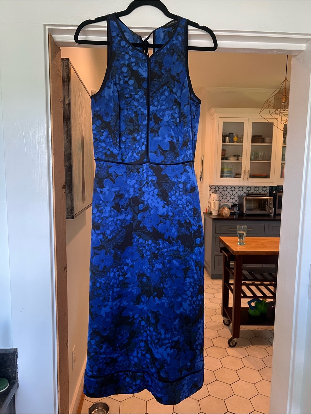 Banana Republic Royal Blue Floral Midi Dress 4 tall